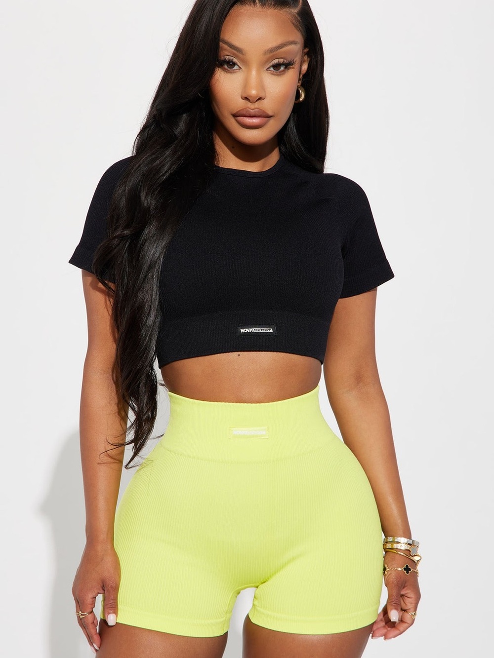 Fashion Nova Effortless Evelyn Ribbed Seamless top and shirt set size small